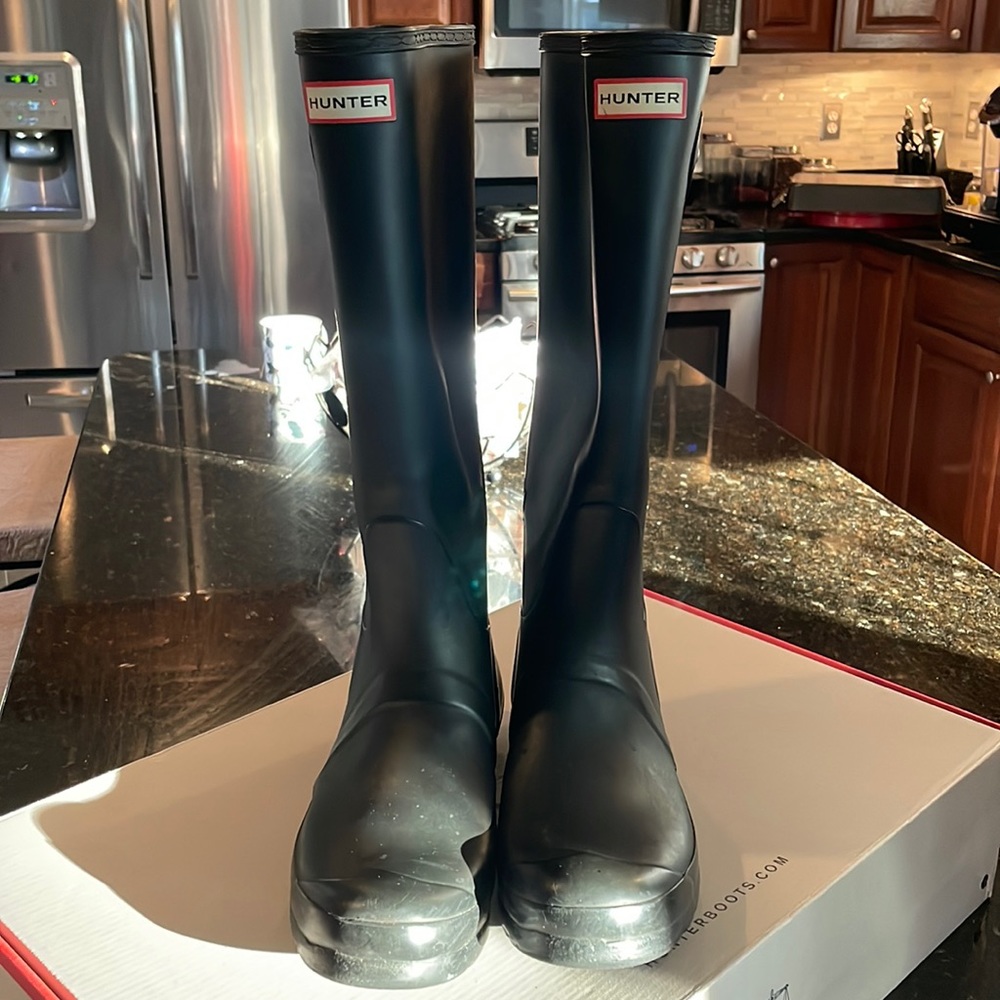 Hunter boots all black size 10